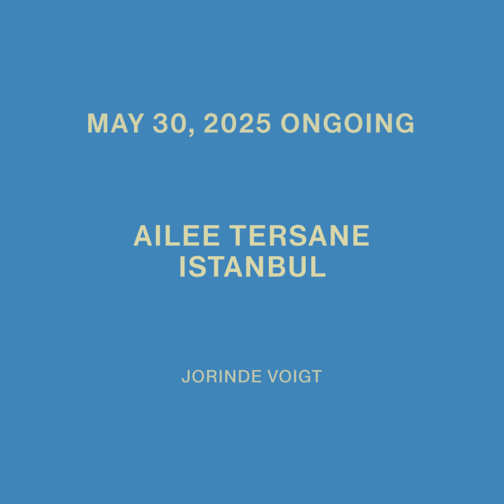 30. Mai 2025 – ongoing (S) Jorinde Voigt – Immersion & Contemplation Ailee Tersane Istanbul, TR