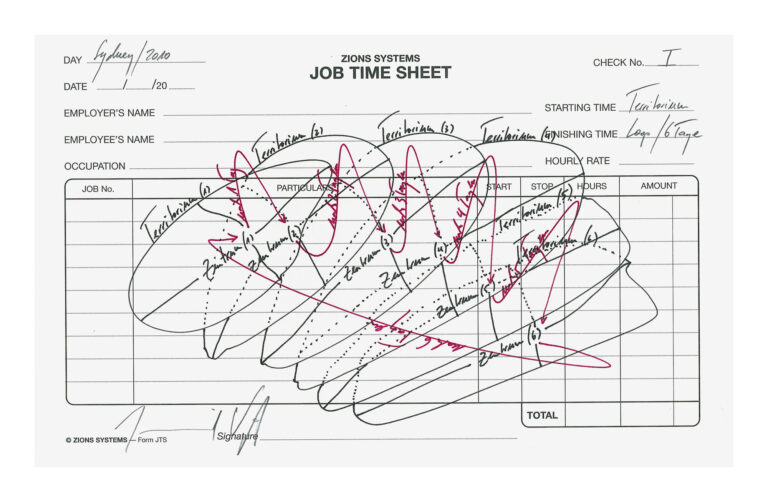 Jorinde Voigt - JOB TIME SHEET (Territorium; Loop / 6 Tage) I-XIV, 2010