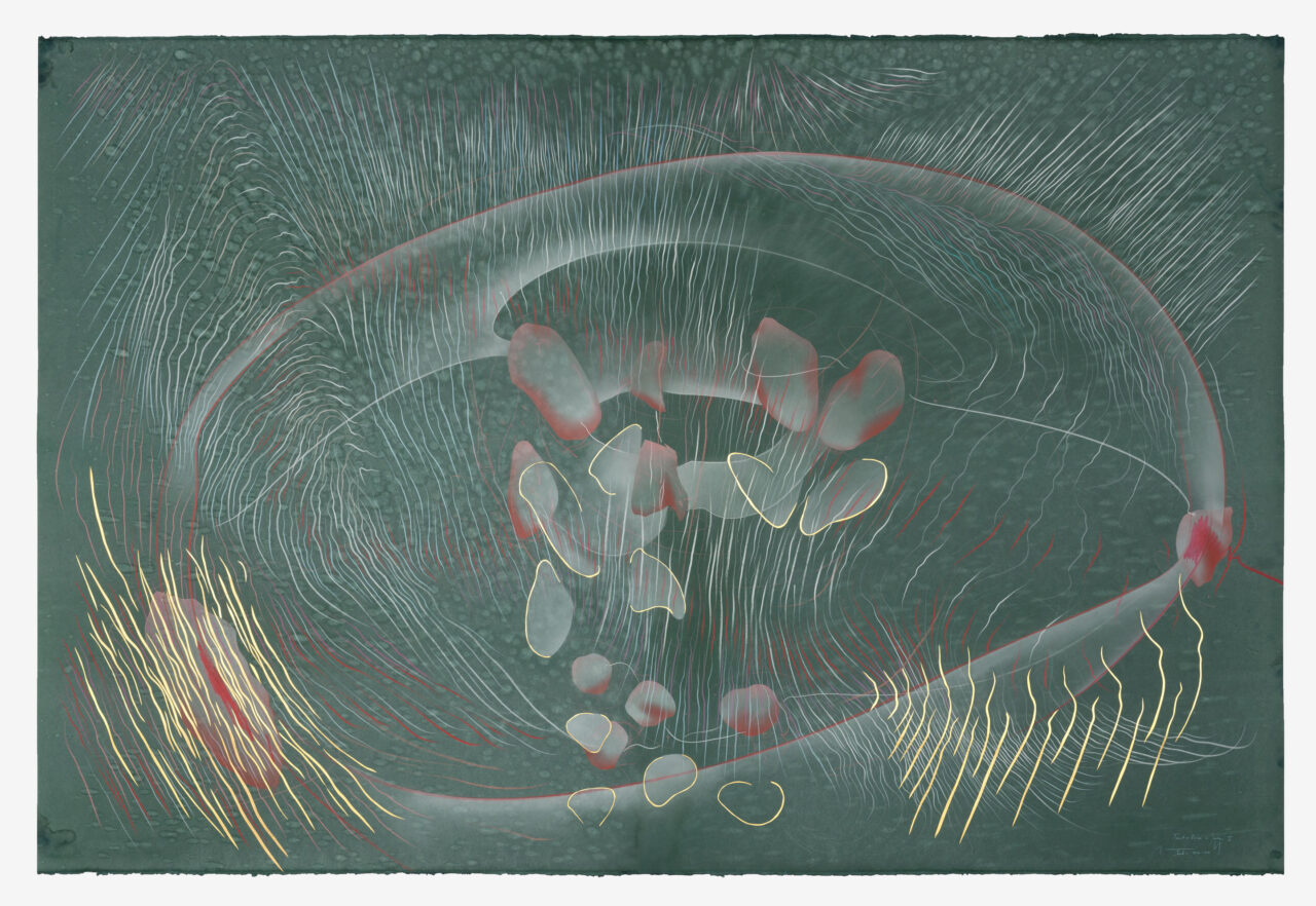 WV 2021-033 Trust + Rain in June I Jorinde Voigt Berlin 2020-21 141 x 209 cm gold leaf, pastels, oil chalks, india ink on paper unique work signed