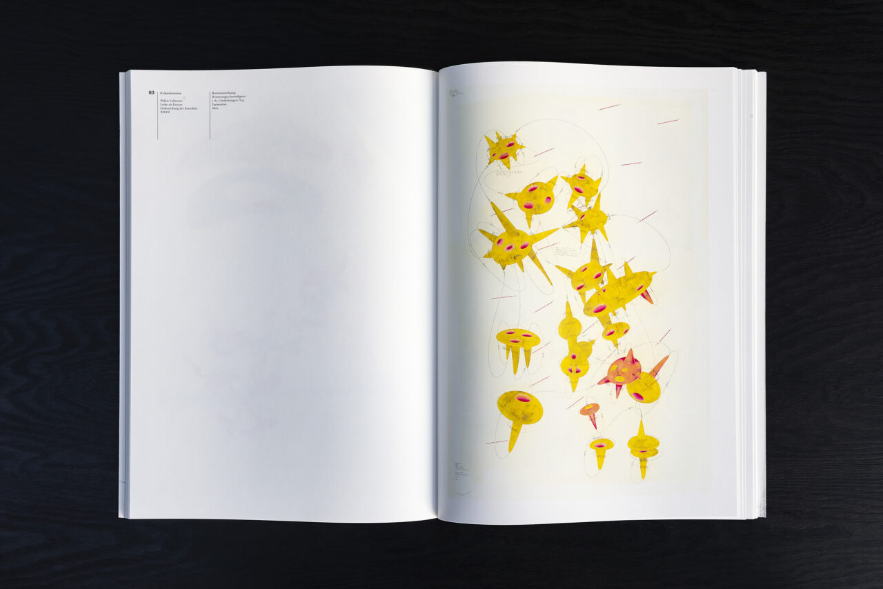 2014 Jorinde Voigt – Codification of Intimacy, Works on Niklas Luhmann, Liebe als Passion, Catalog on the occasion of the same entitled exhibition at David Nolan Gallery, New York, Editor: David Nolan, Text: Lisa Sintermann, Jorinde Voigt, Language: English, German, total pages: 184, Publishing: Revolver Publishing, ISBN 978-3-95763-100-8, Price: €55,00. inside 2