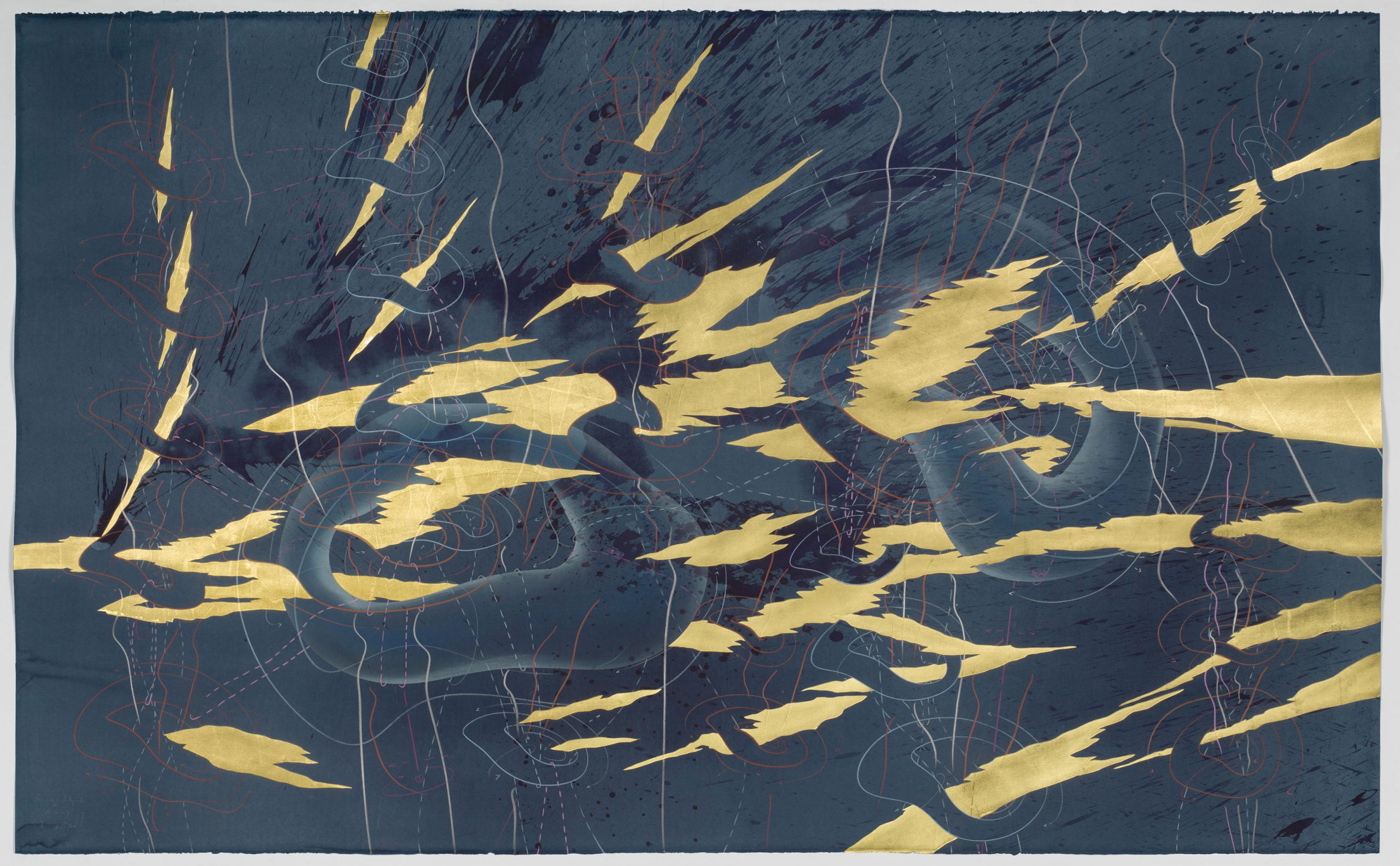 WV 2018-118 Immersive Integral III (Predawn) Jorinde Voigt Berlin 2018 141 x 228 cm India ink, gold leaf, pastel, oil chalks, graphite on paper unique work signed