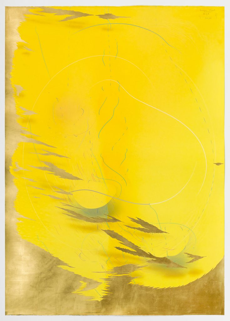 WV 2018-167Immersive Integral Radiance Study III Jorinde Voigt Berlin 2018 139,5 x 99,5 cm Tusche, Blattgold, Pastell, Ölkreide, Graphit auf Papier Unikat Signiert