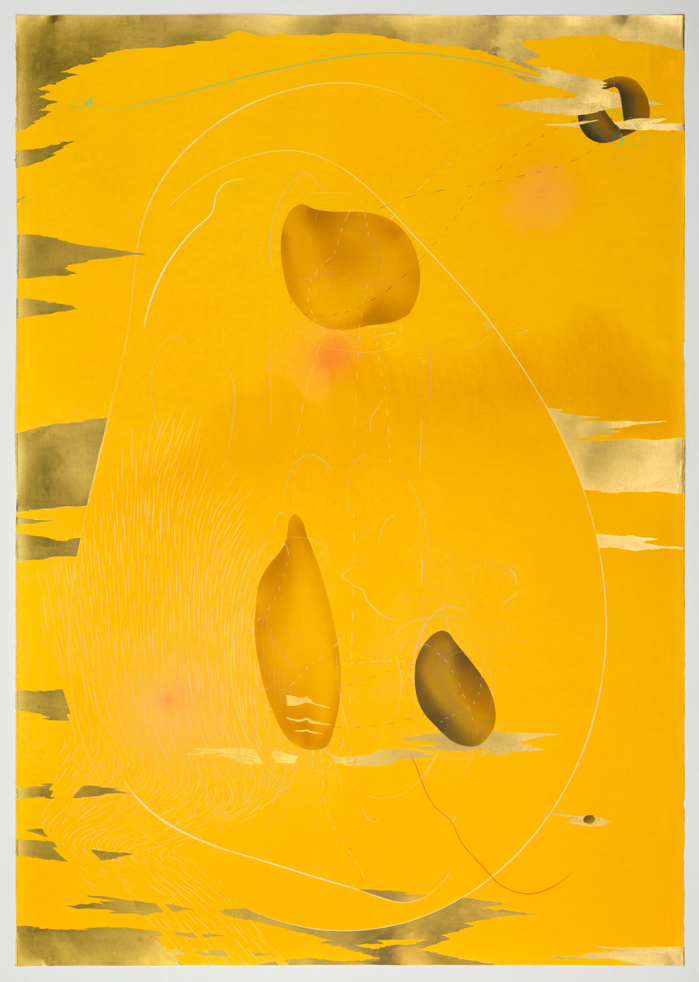 WV 2018-172 Immersive Integral Radiance Triptychon III Jorinde Voigt Berlin 2018 199 x 140 cm Tusche, flüssige Wasserfarbe, Blattgold, Pastell, Ölkreide, Graphit auf Papier Unikat Signiert