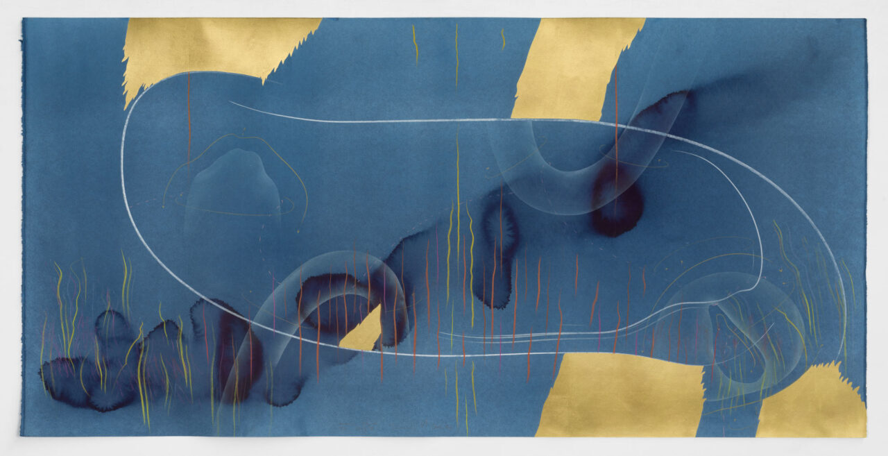 WV 2019-038 Immersive Integral Turn Study IV Jorinde Voigt Berlin 2019 69,8 x 140,7 cm India ink, gold leaf, pastel, oil chalks, graphite on paper unique work signed